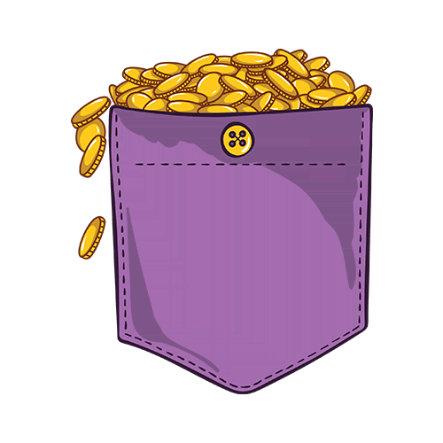 Golden coins pocket