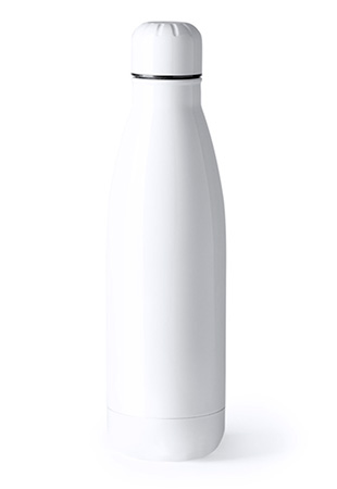Термо бутилка от неръждаема стомана с печат - бяло - изглед 1