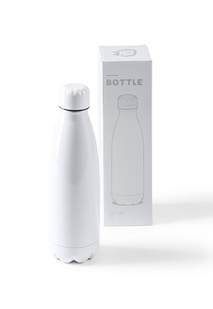 Термо бутилка от неръждаема стомана с печат - бяло - изглед 3