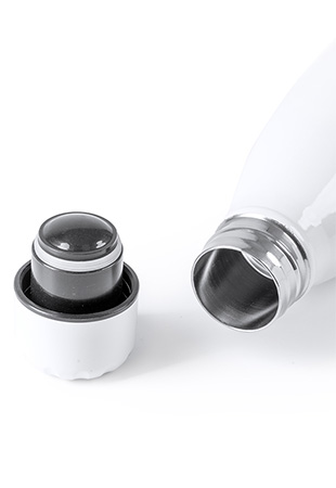 Термо бутилка от неръждаема стомана с печат - бяло - изглед 4