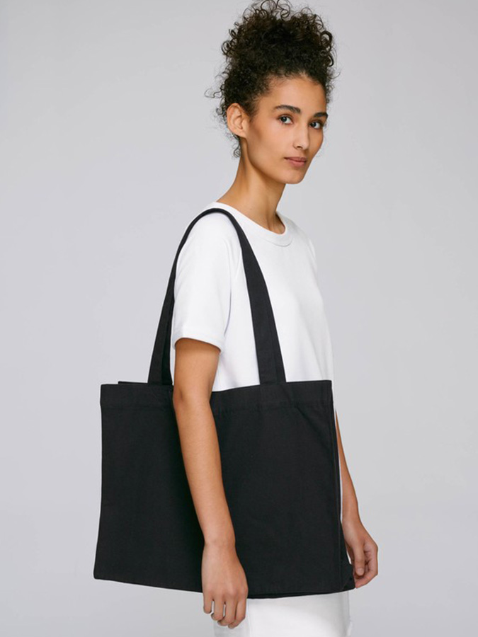 Черна общ план Широка Чанта Shopping Bag за печат с твой дизайн 